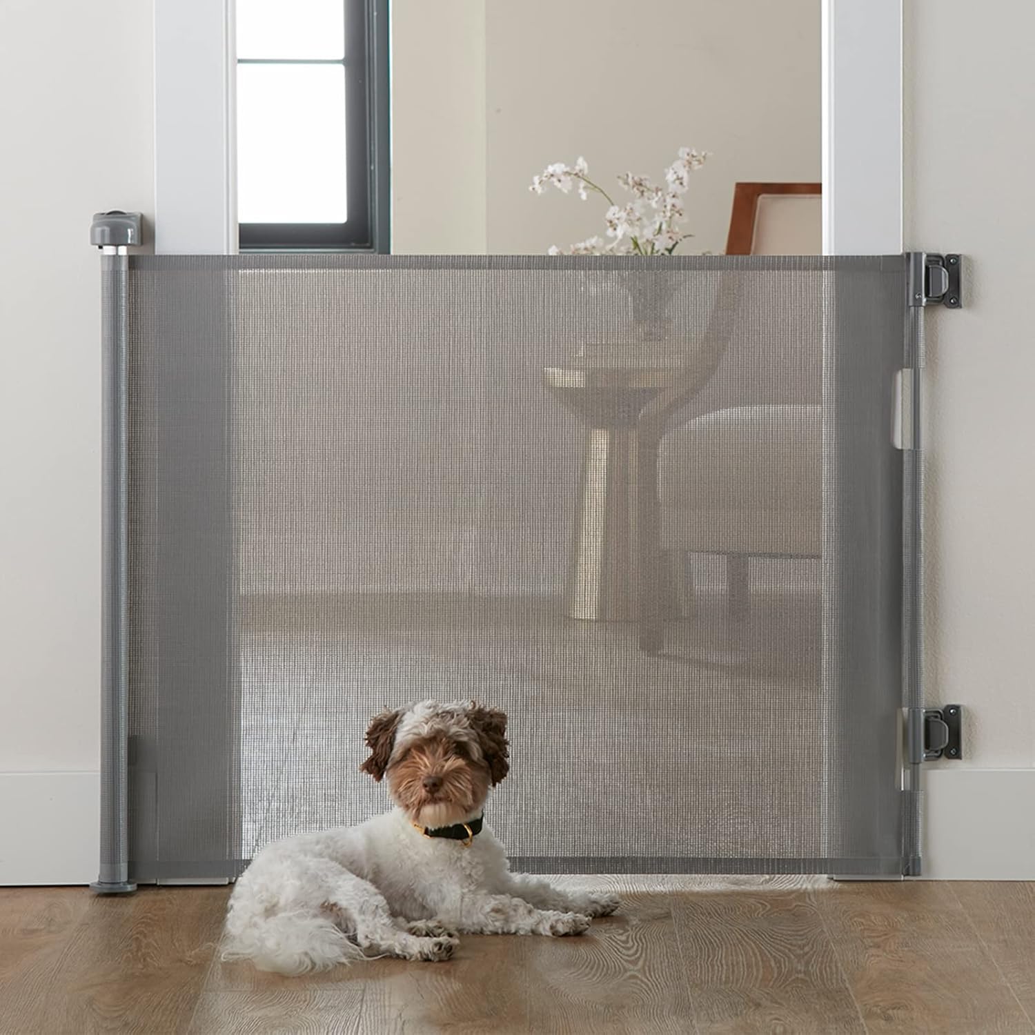 Cumbor Retractable Baby Gate 33 in Tall 55 in Wide Gray