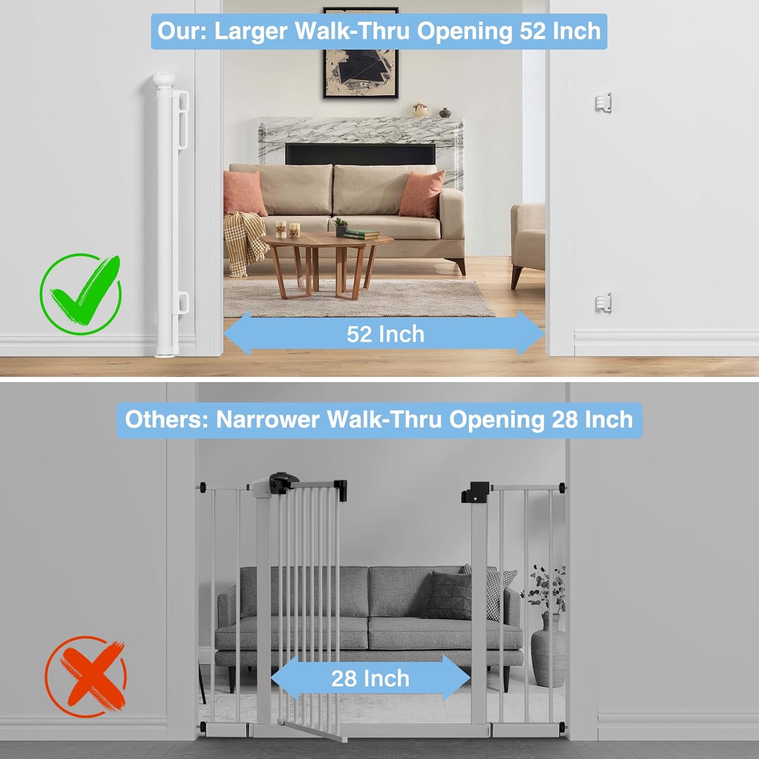 PRObebi Retractable Baby Pet Gate - 54 Wide 34 Tall