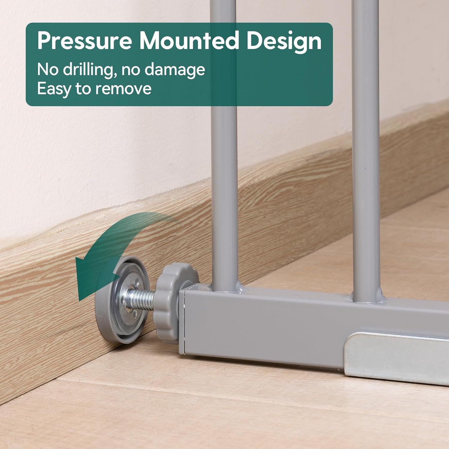 BABELIO 26-40 Inch Pressure Mount Baby Gate with Wall Protectors
