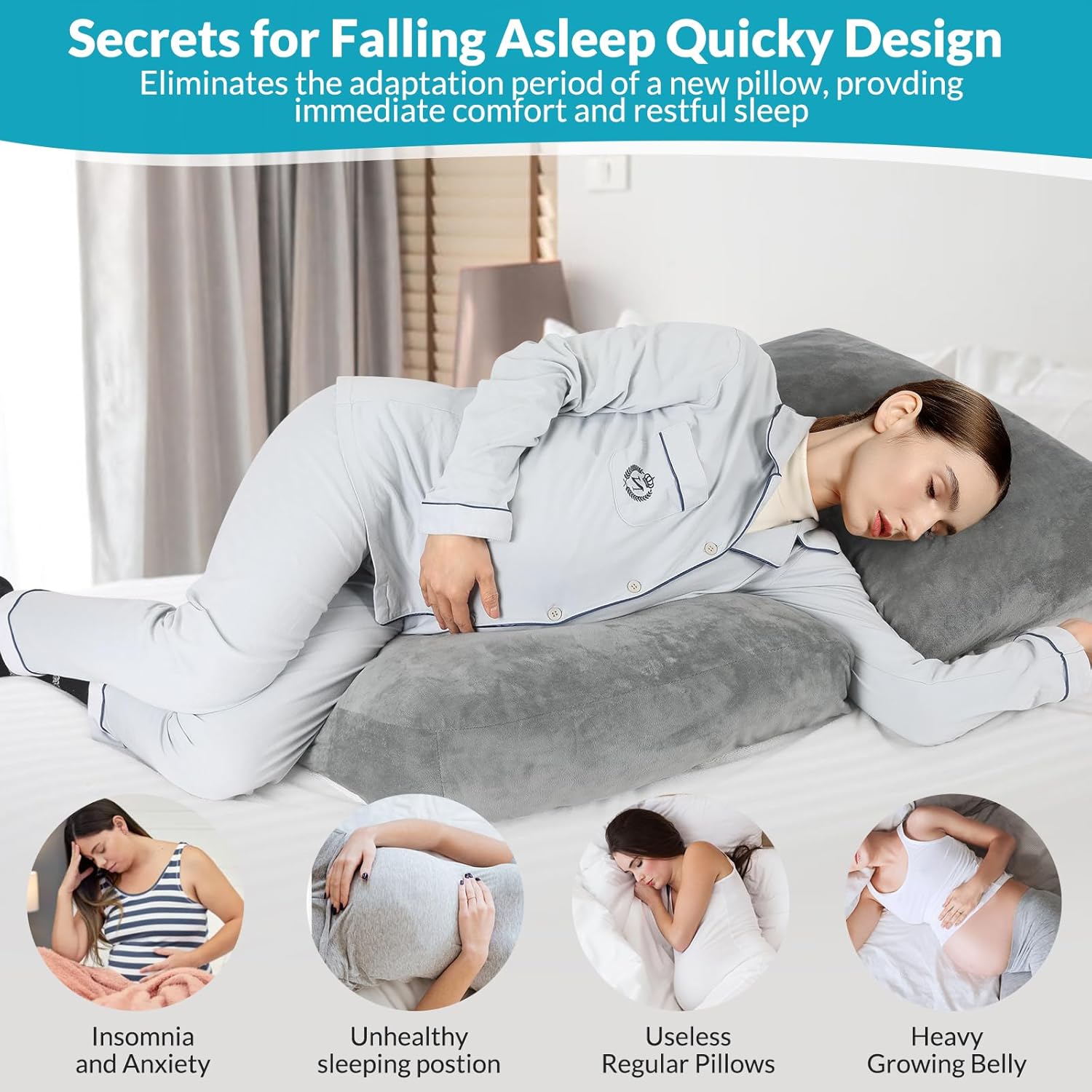 Morelexa Pregnancy Pillow with Removable Cover