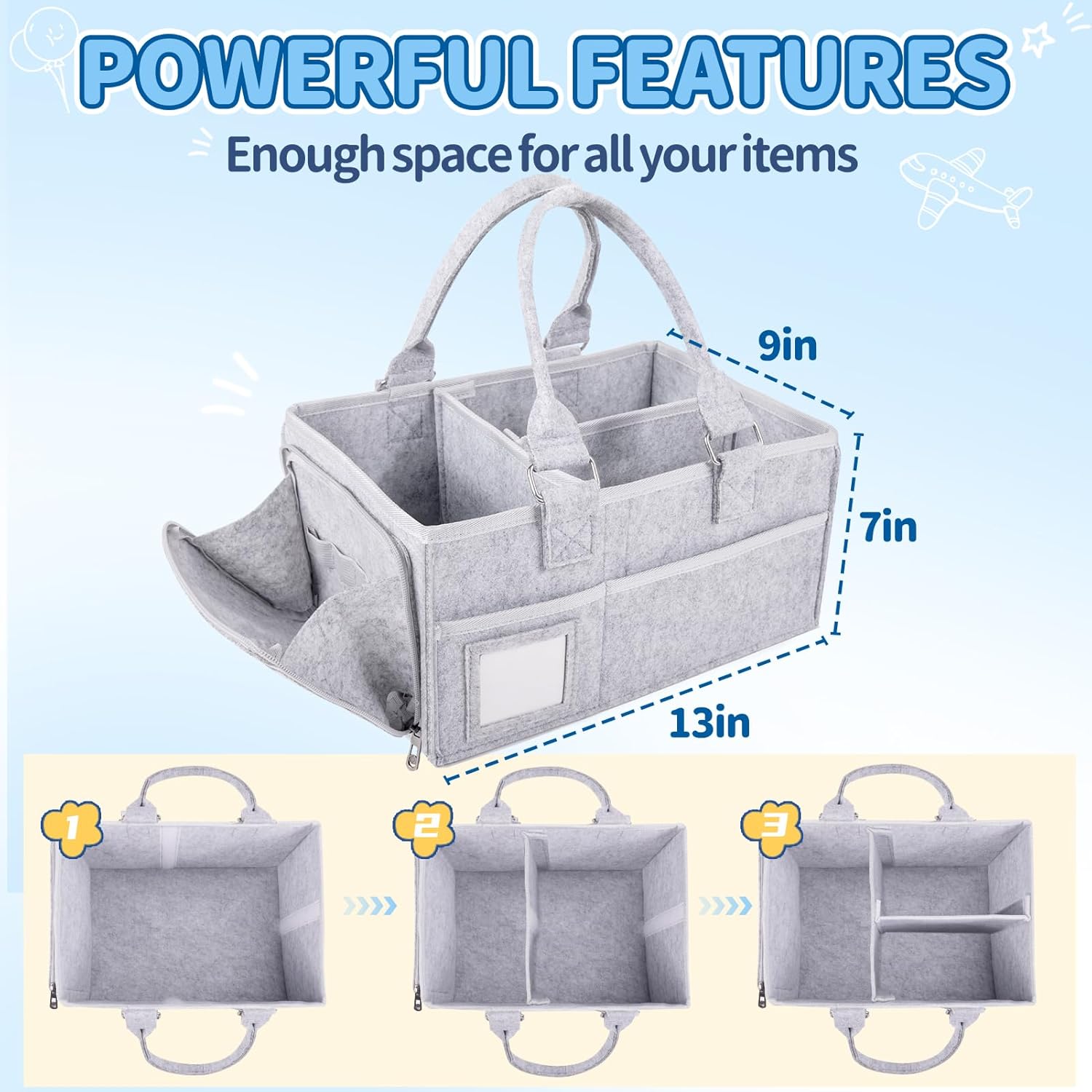 Lainlight Diaper Caddy Organizer with Handle
