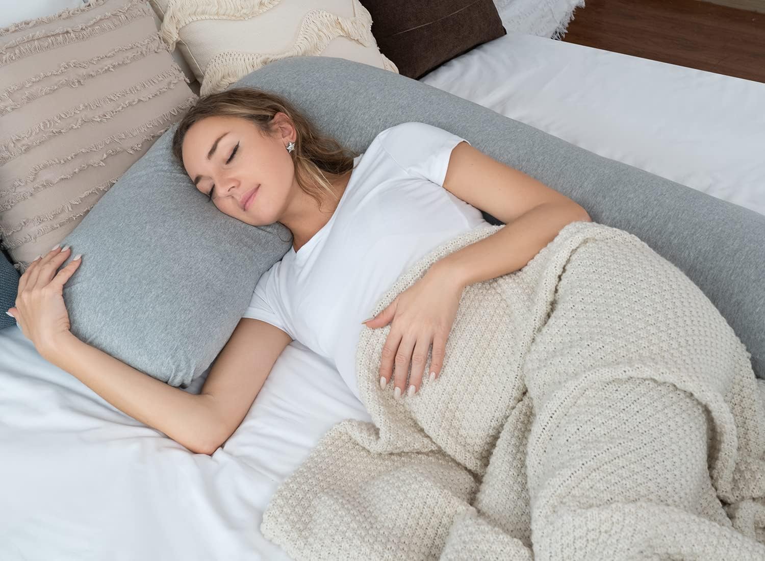 AngQi Body Pregnancy Pillow with Gray Jersey Cover 1