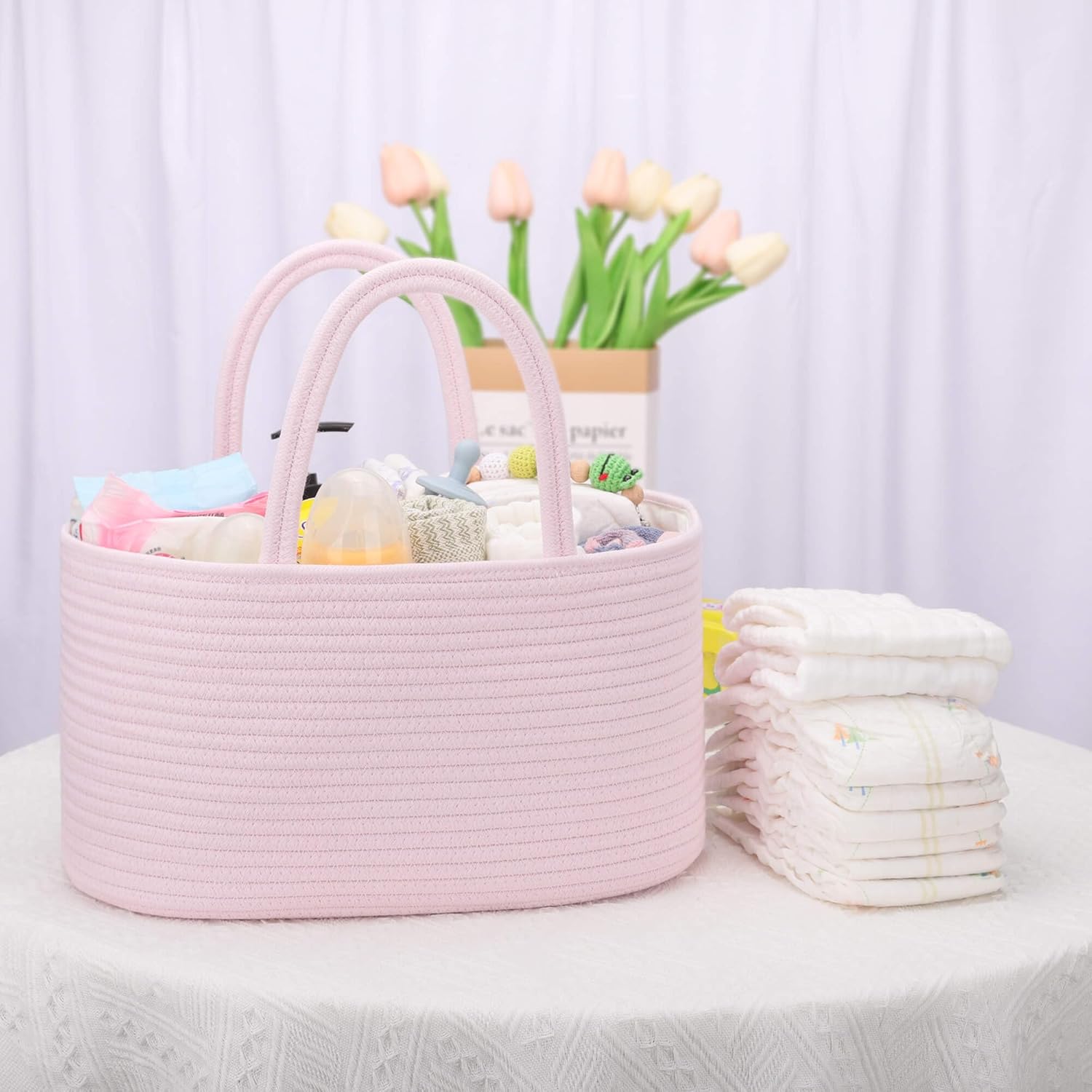COMSE 2 Pack Large Baby Diaper Caddy Organizer