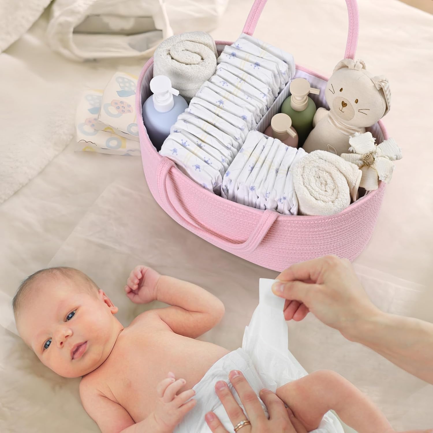 Baby Diaper Caddy Organizer with Removable Divider 1