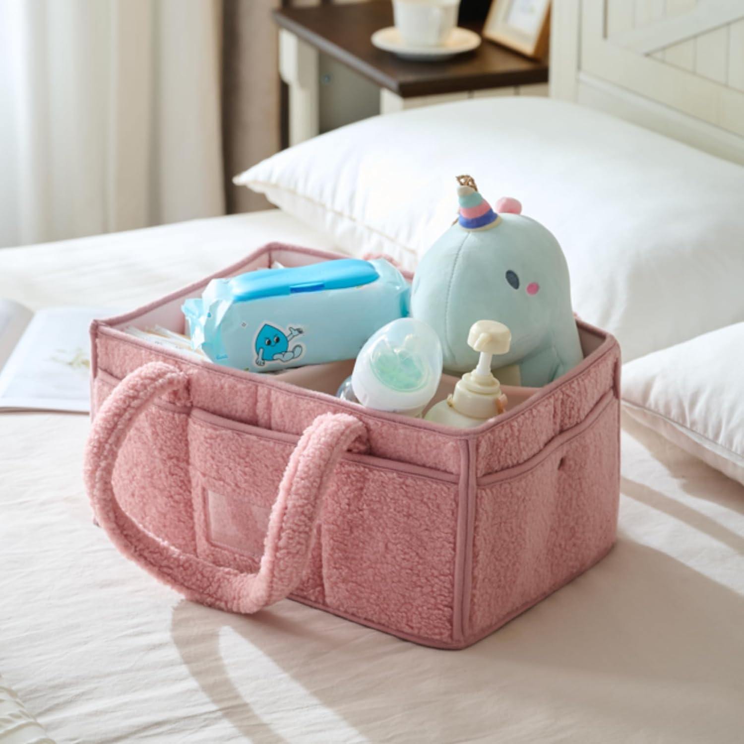 Luxury Little Baby Diaper Caddy Organizer Pink