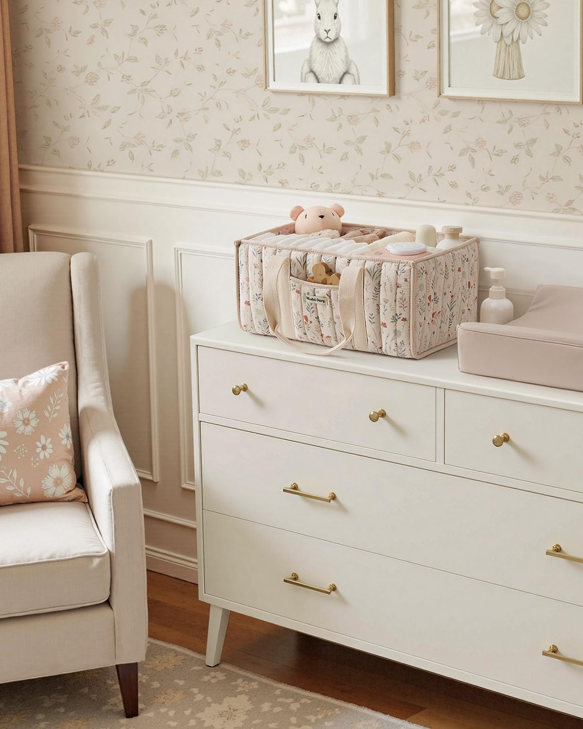 Blissful Diary Floral Diaper Caddy Organizer