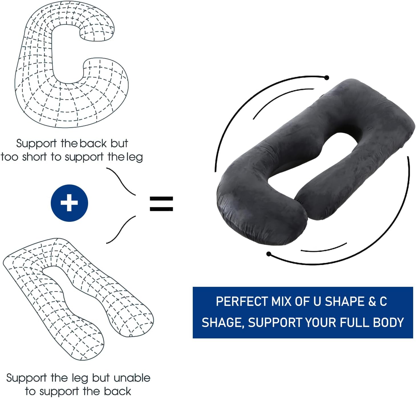 Cauzyart U-Shape Pregnancy Pillow with Washable Cover
