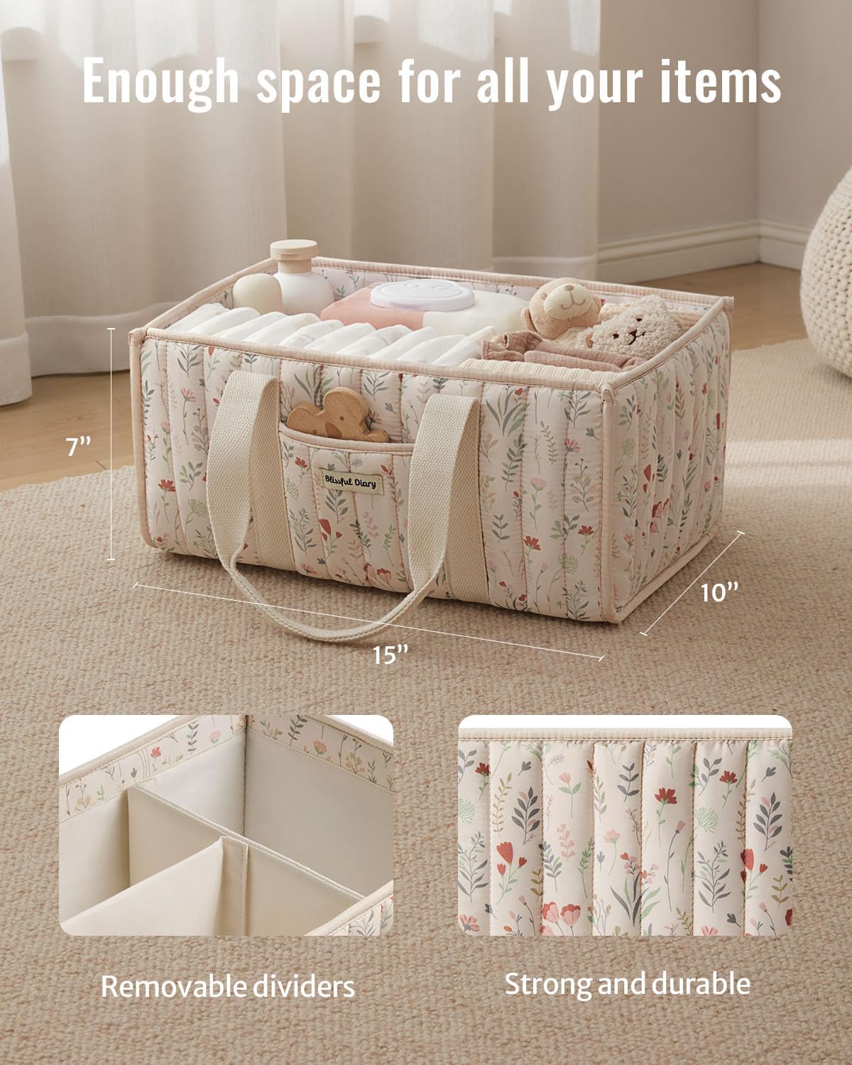 Blissful Diary Floral Diaper Caddy Organizer