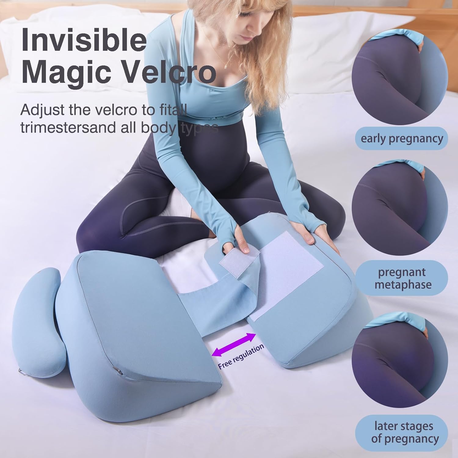WEIKA Memory Foam Pregnancy Pillow - Blue