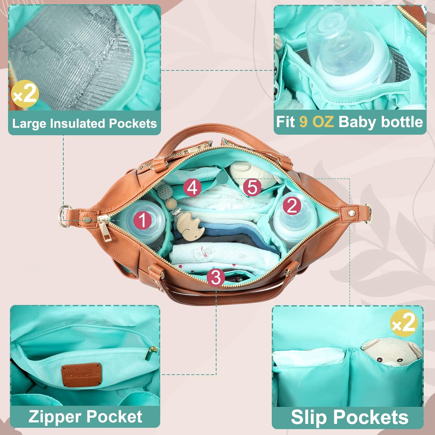 MOMINSIDE Baby Diaper Caddy Organizer Portable Space-Saving