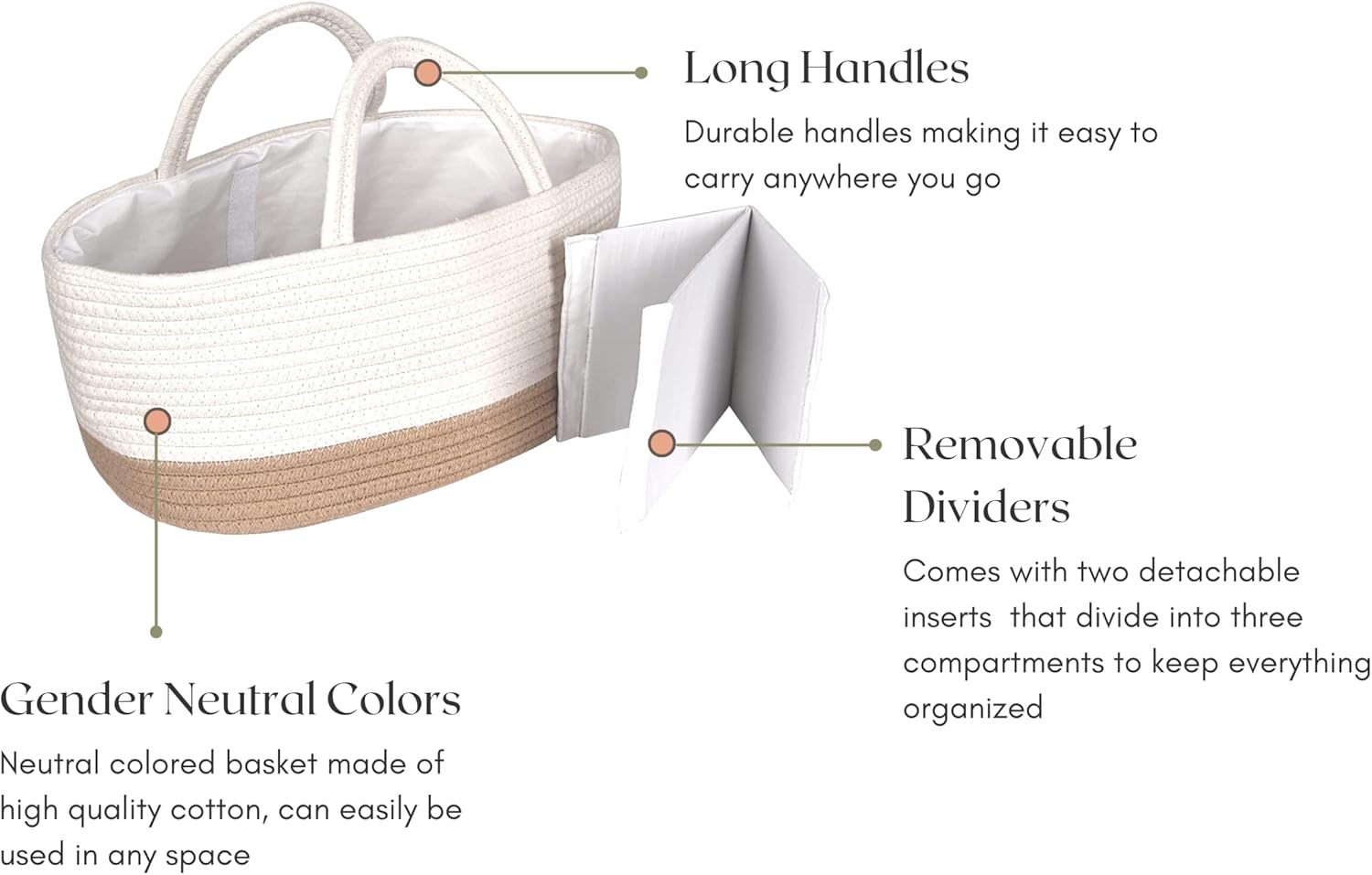 Mila Millie Cotton Rope Diaper Caddy 155x10x7 Inch