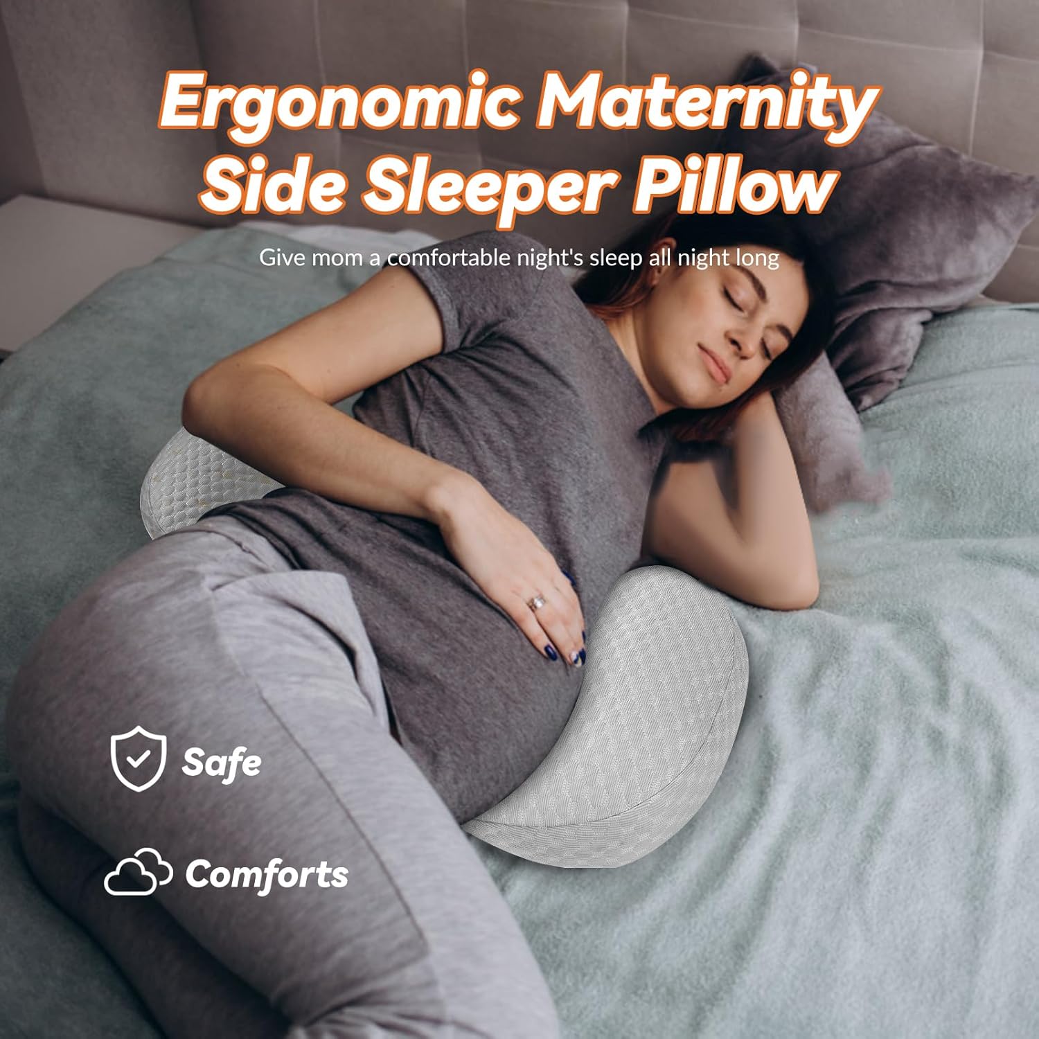 YLMXBZZ Pregnancy Pillow with 30 Slope and Double Sided Support