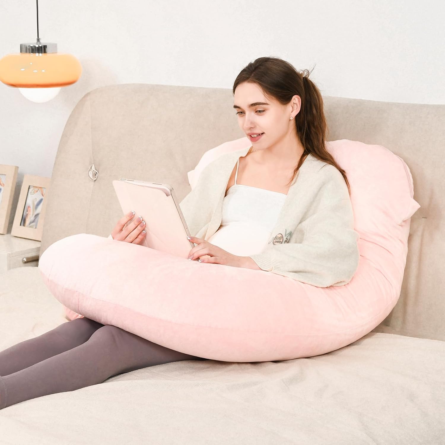 Iangorion Full Body Pillow Pink U-Shaped Maternity Support