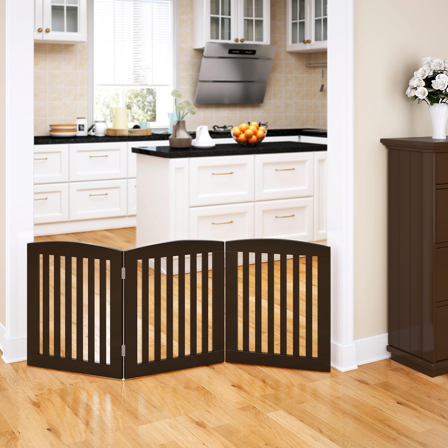 PAWLAND Wooden Pet Gate for Dogs 24 Height 3 Panels