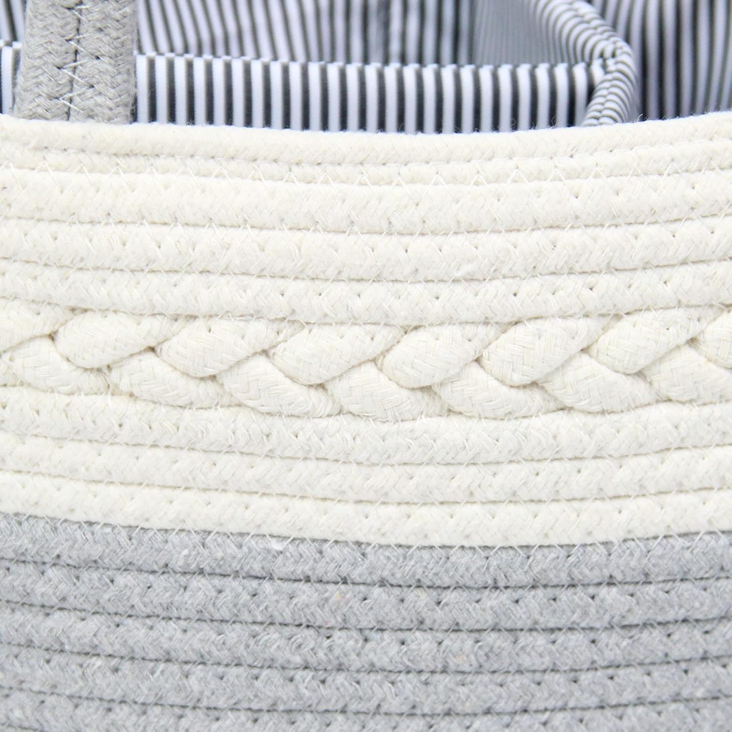 Casaphoria Caddy Organizer - Cream Gray 145 Inch Cotton Basket