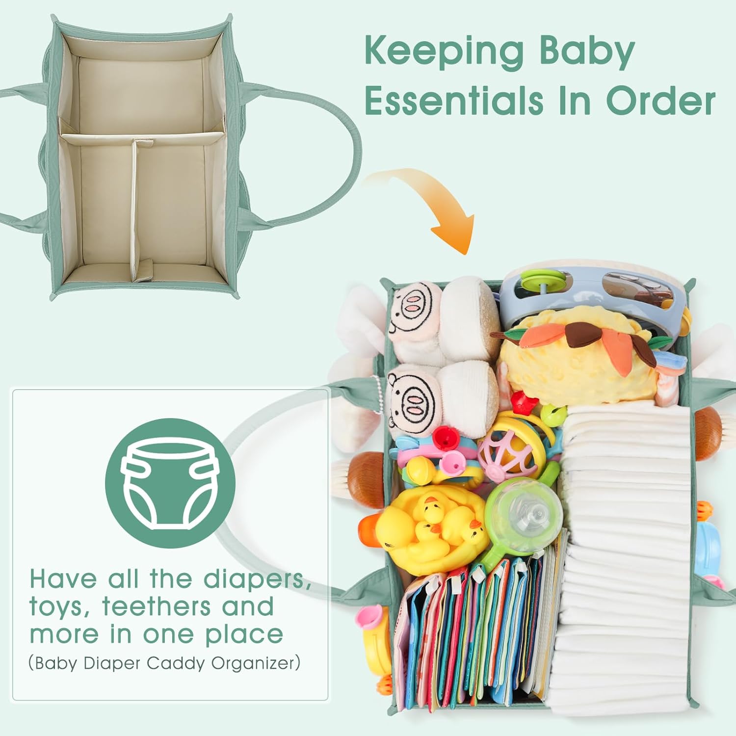 Skycase Large Diaper Caddy Organizer Green