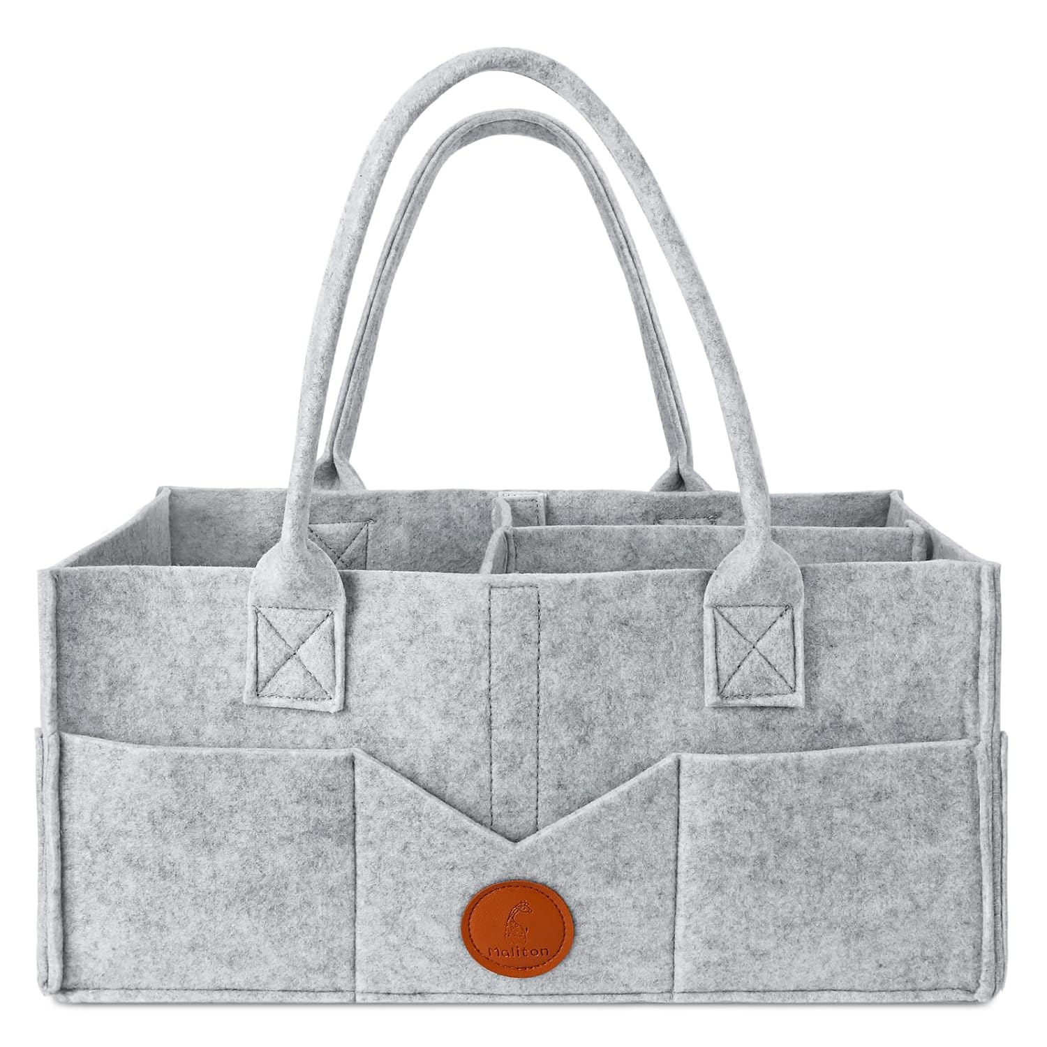 Maliton Diaper Caddy Organizer - Grey 15x9x7 Inch Felt Material 8 Pockets