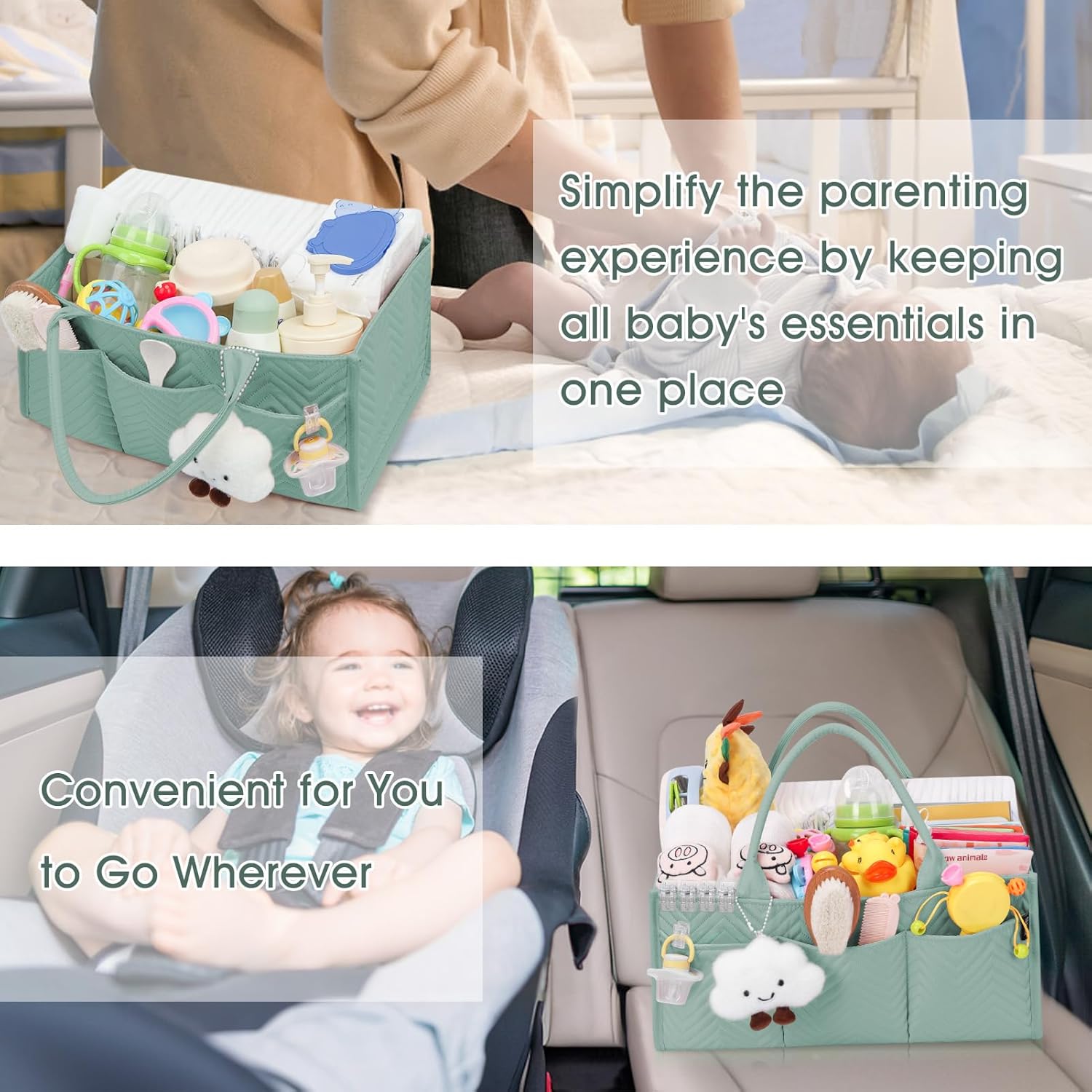 Skycase Large Diaper Caddy Organizer Green