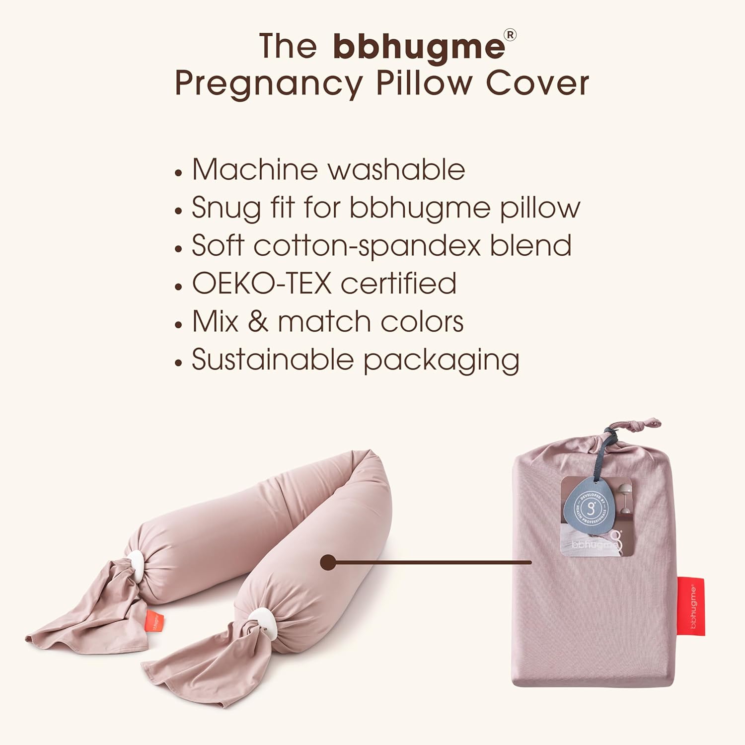 bbhugme Pregnancy Pillow Cover - Dusty Pink