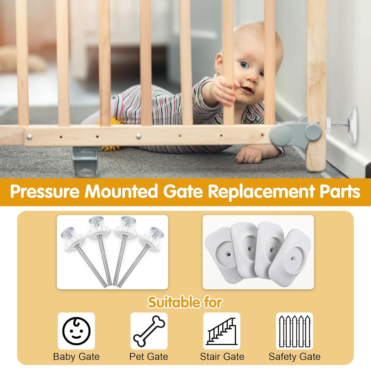 Dreyoo Baby Gate Extender 4 Pack M8 Spindle Rods 1