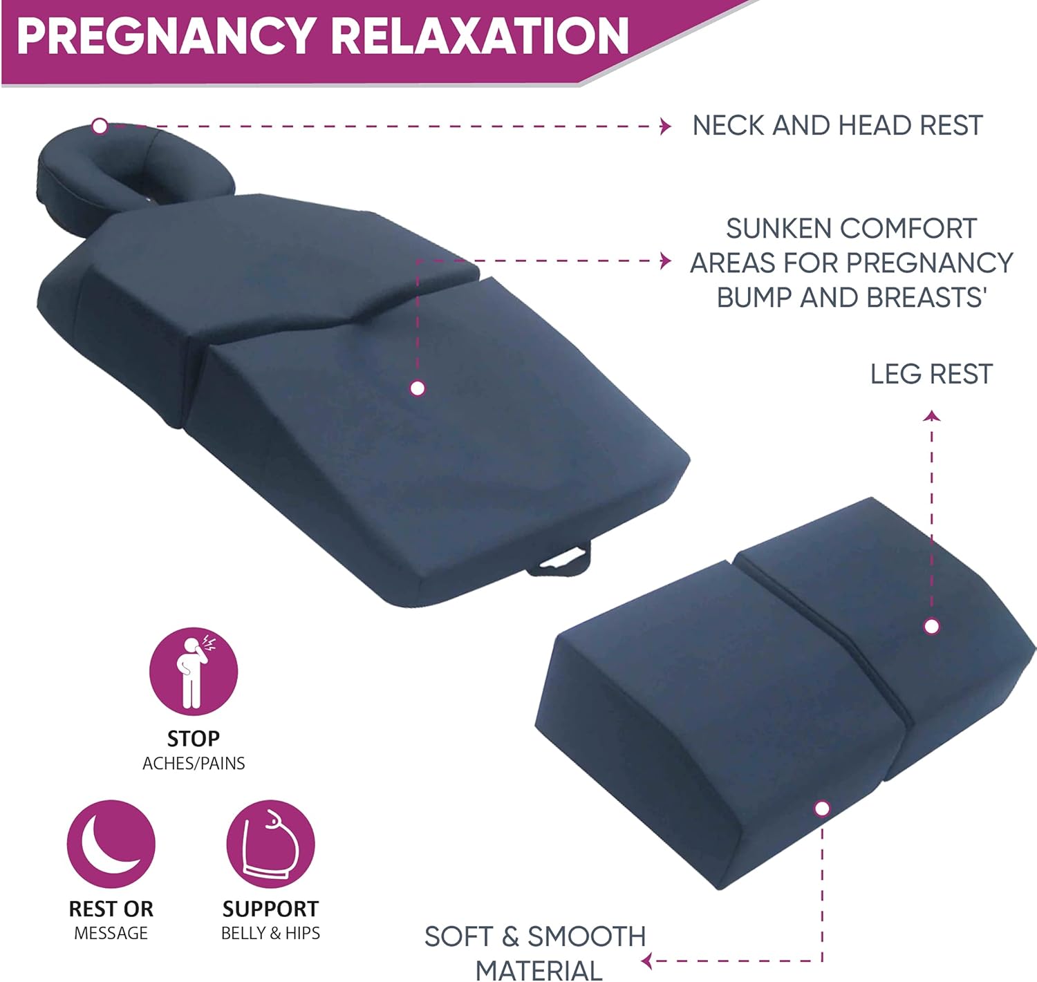 Amethyst Lake Pregnancy Massage Cushion with Headrest
