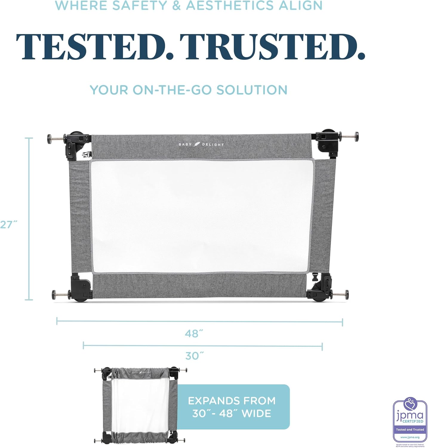 Baby Delight Portable Mesh Baby Gate - Charcoal Tweed