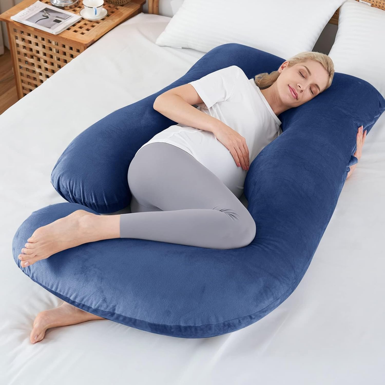 Sasttie Pregnancy Pillow - U Shaped Full Body Support Blue