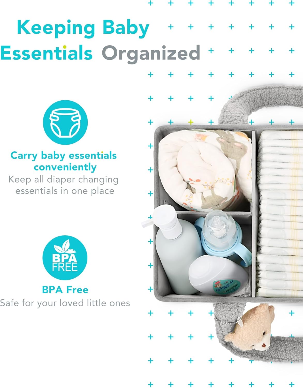 YOSING Diaper Caddy Organizer for Car Travel and Nursery Storage