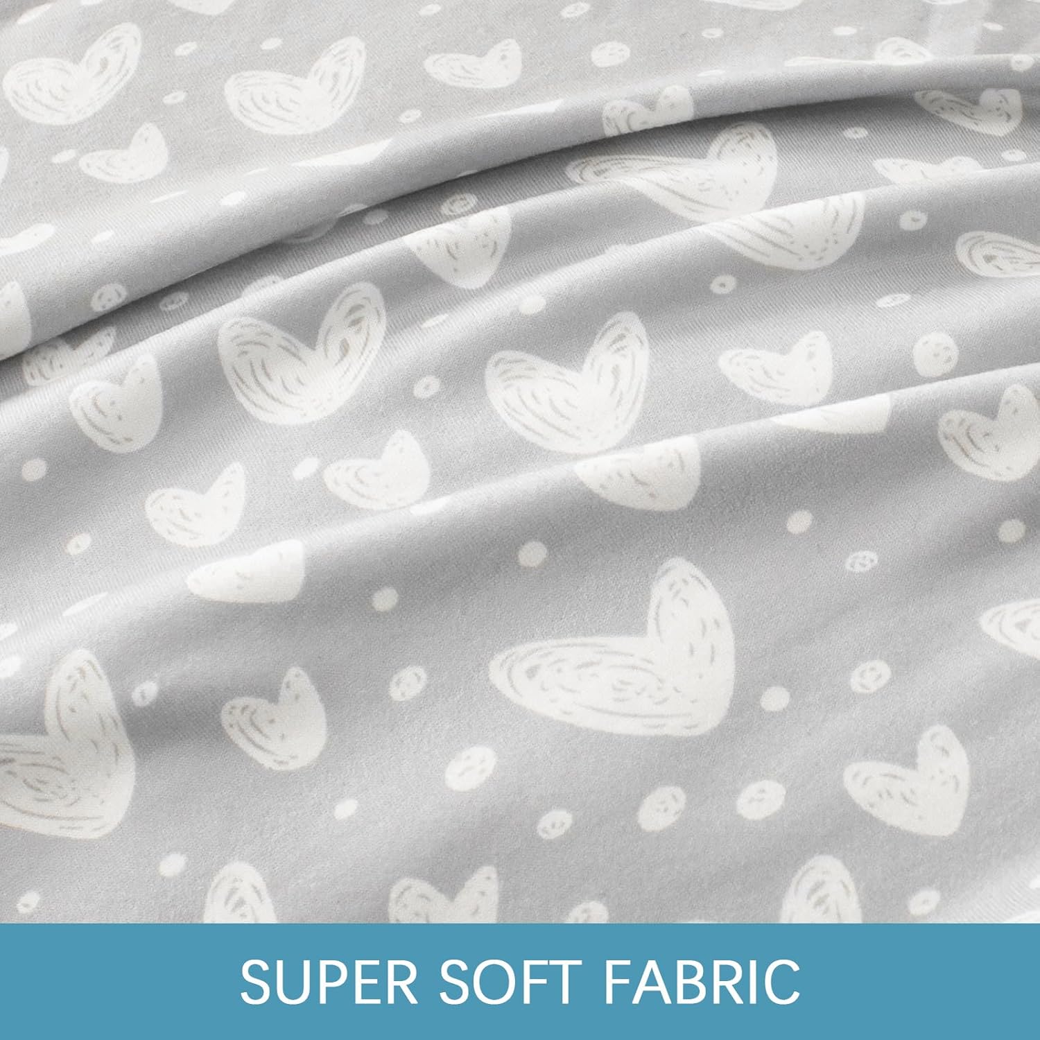 Biloban Pregnancy Pillow Cover U-Shaped Grey Hearts Print