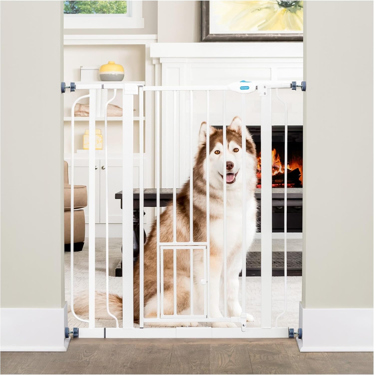 Carlson Extra Tall Walk Through Pet Gate with Small Pet Door 1