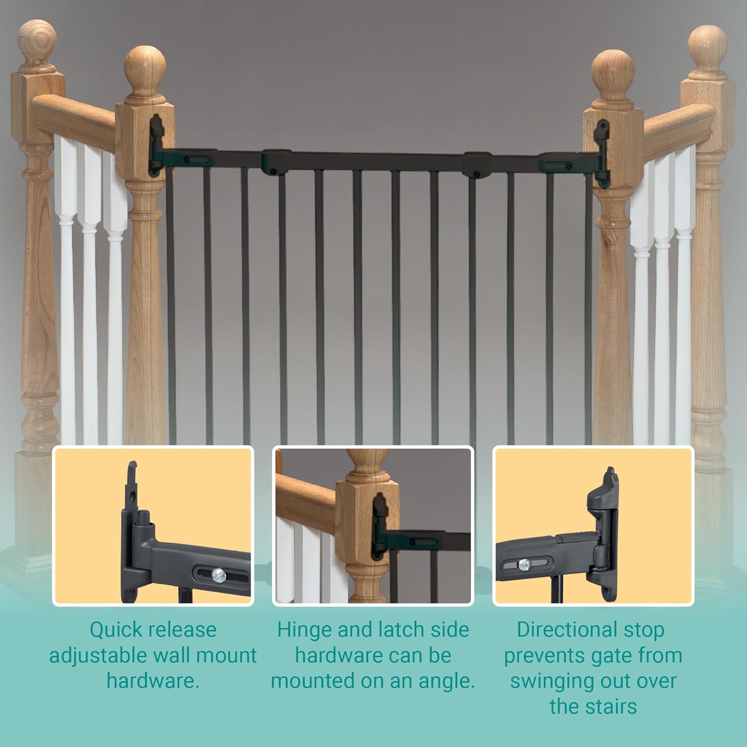 KidCo Angle Mount Stair Top Baby Gate Black