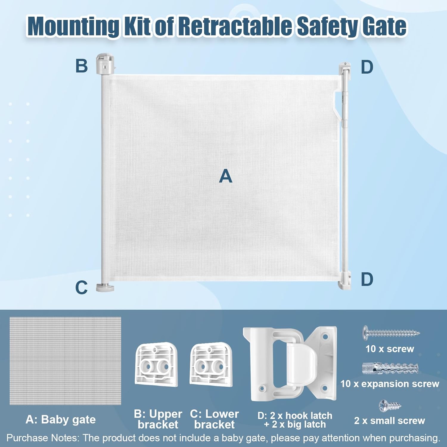 PEUTIER Baby Gate Replacement Parts Kit