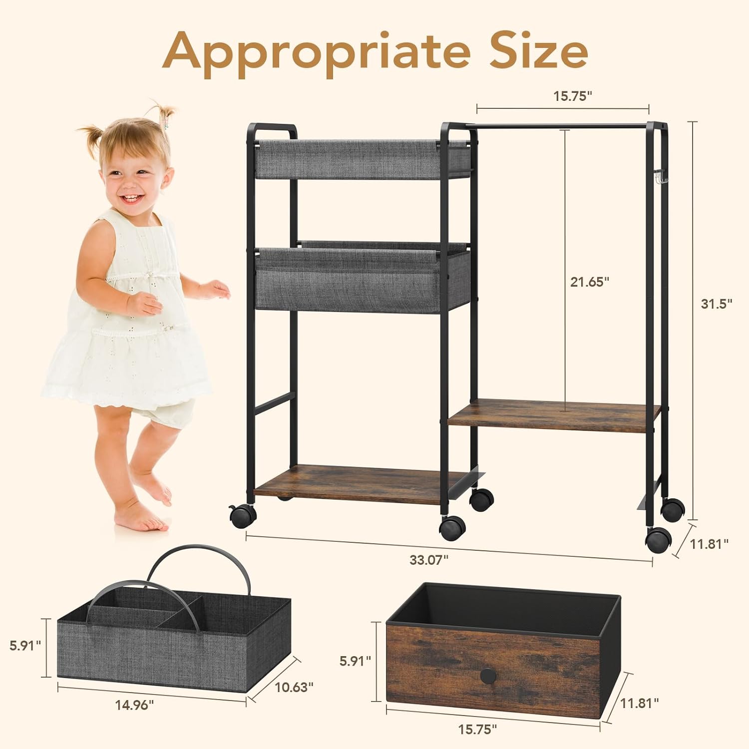 BBLIKE 3in1 Diaper Caddy Organizer - Black Brown