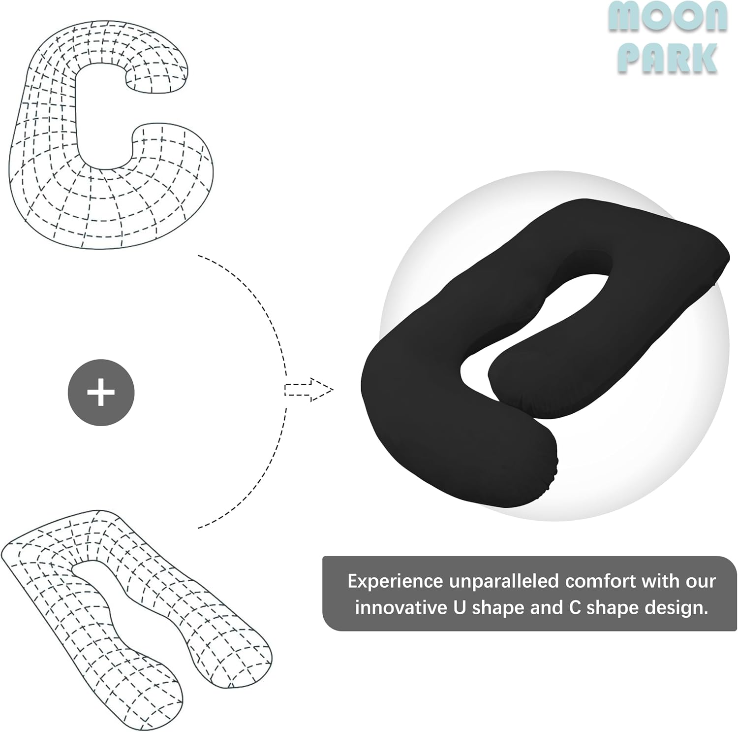 MOON PARK Full Body Pregnancy Pillow - U Shaped with Removable Cover
