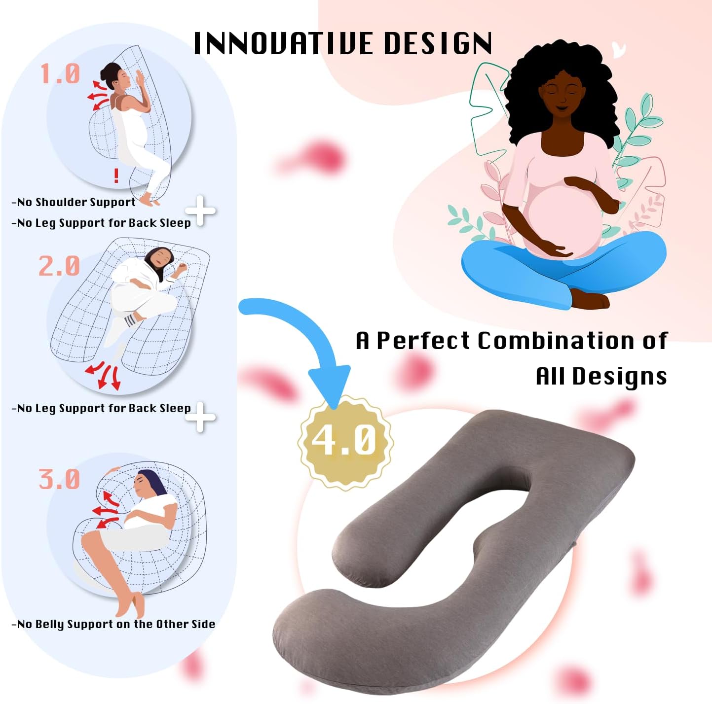 ALLOPERA Pregnancy Pillow - Full Body Support with Cooling Cover
