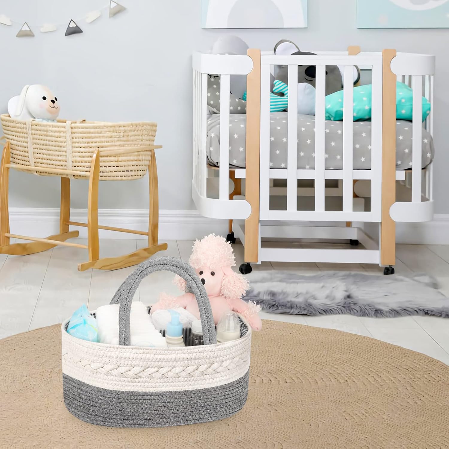 Maliton Cotton Rope Diaper Caddy - X-Large Nursery Organizer