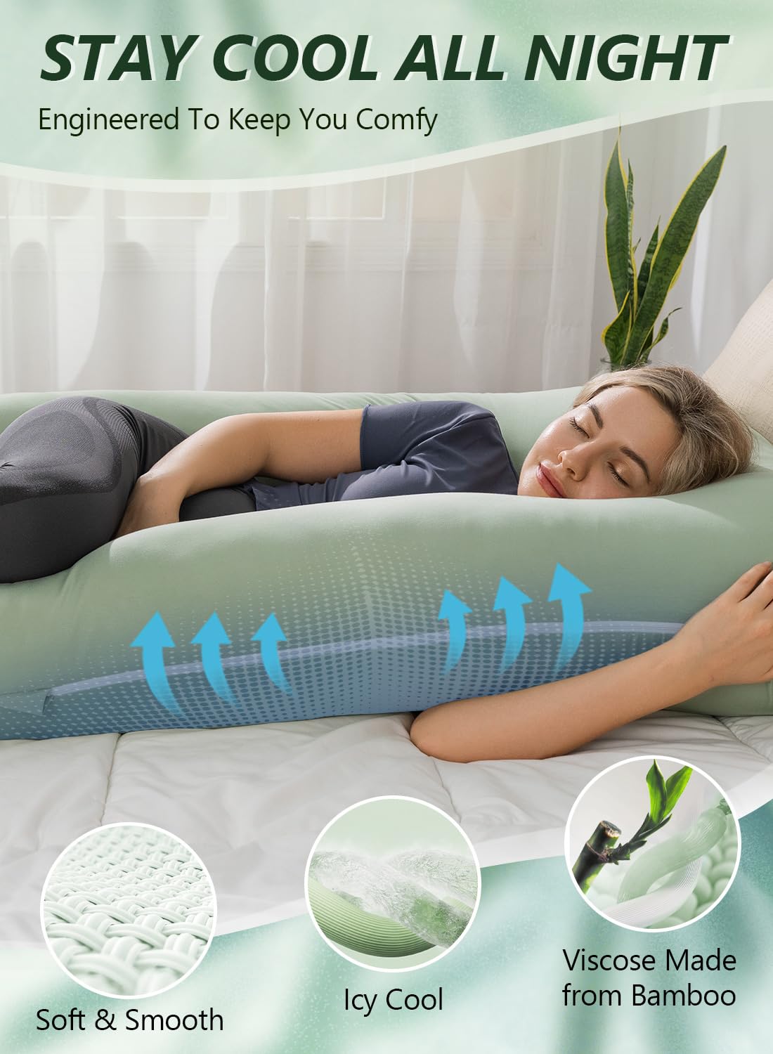 Meiz Pregnancy Pillow U Shaped Cooling Maternity Support