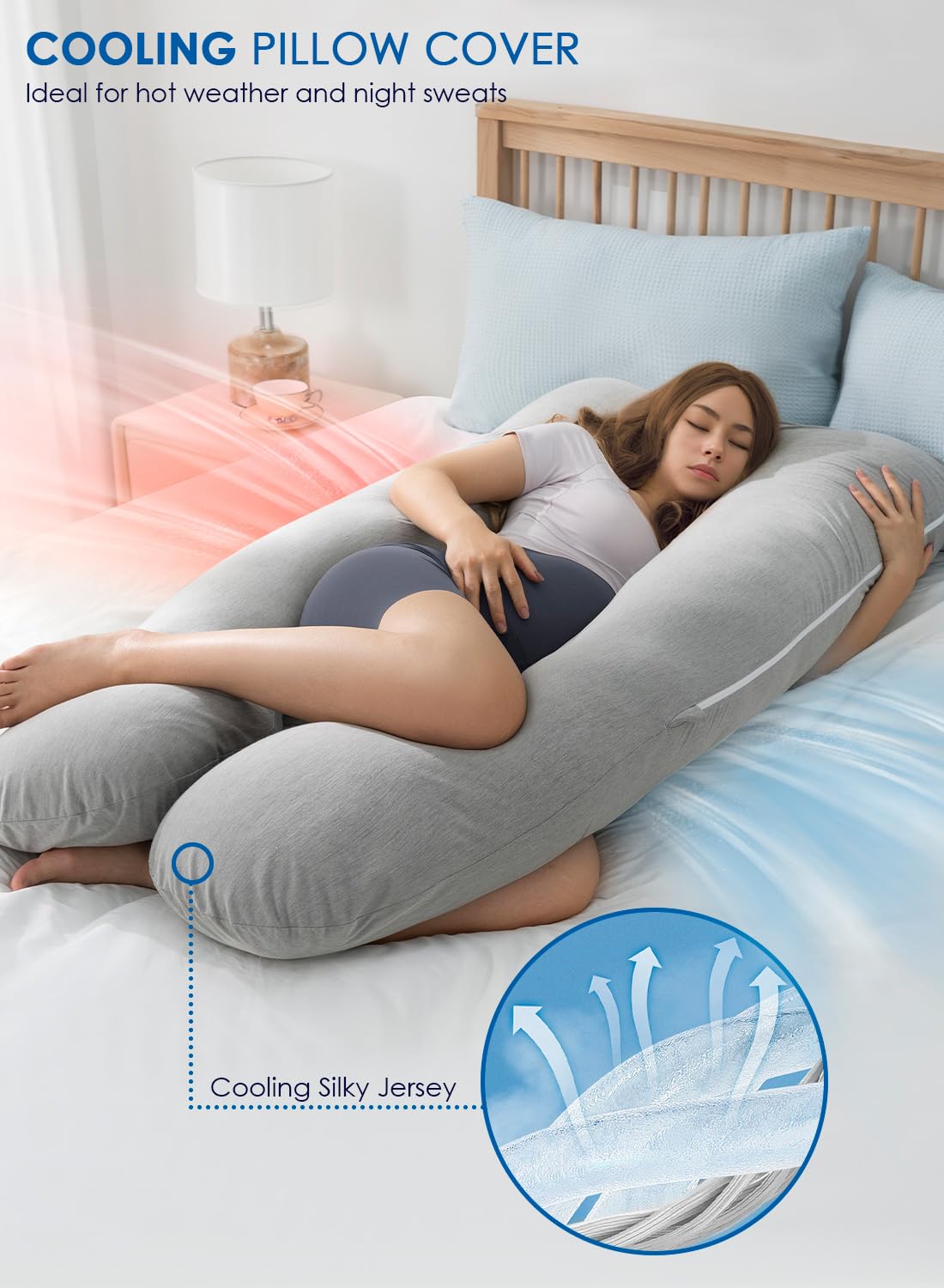 QUEEN ROSE Cooling Maternity Pillow with Silky Cover