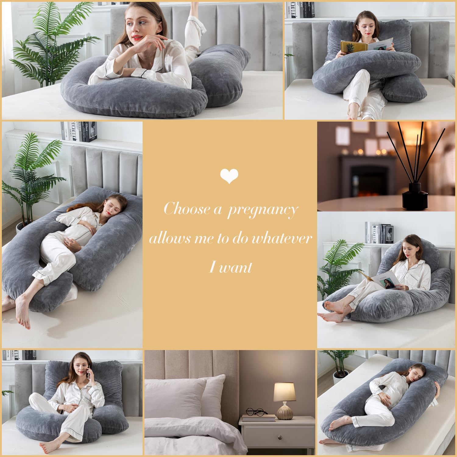 WhatsBedding J-Shaped Pregnancy Pillow for Full Body Support