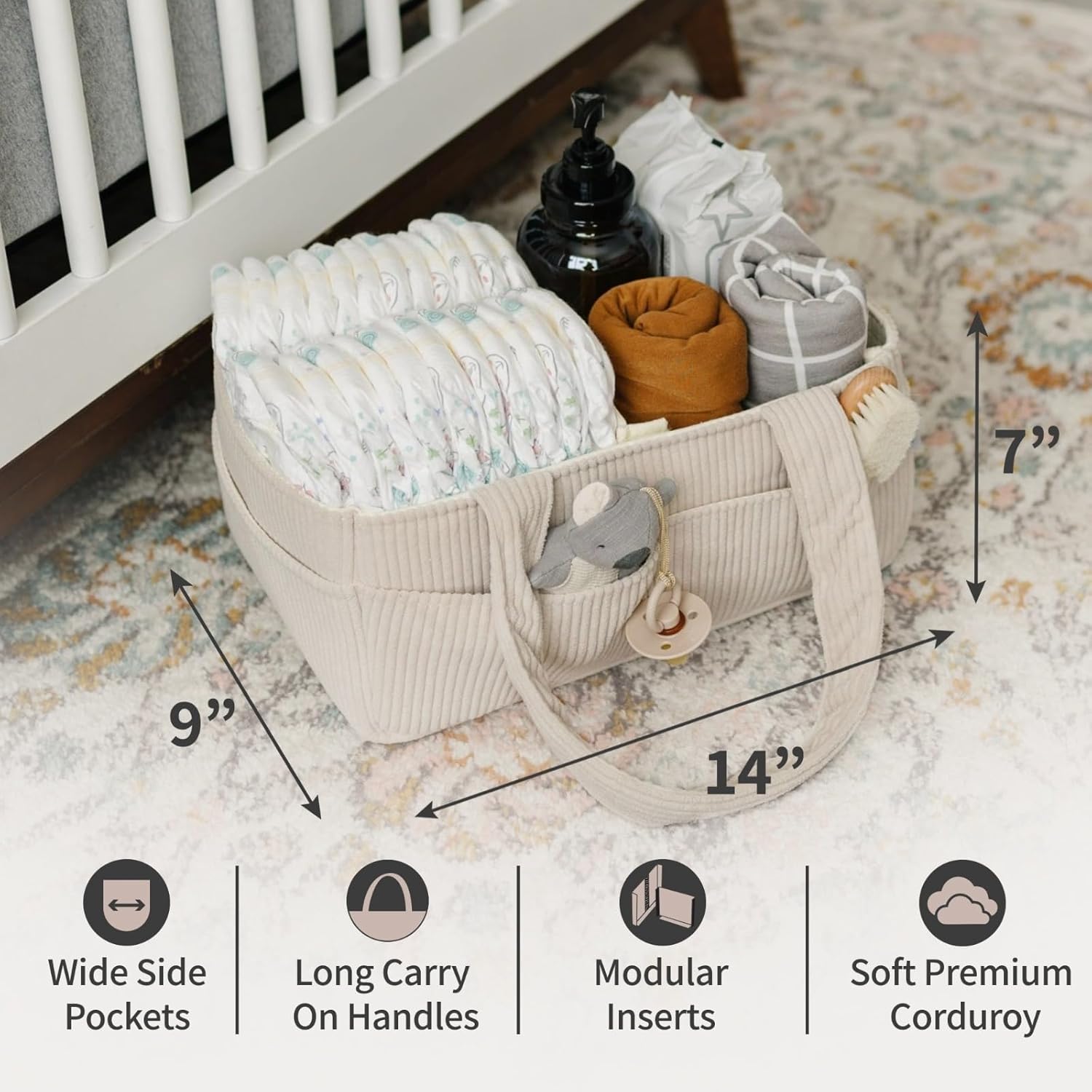 PUTSKA Baby Diaper Caddy Organizer with Carry Handles
