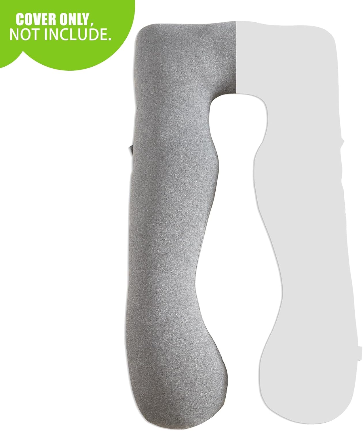 COSMOPLUS U Shaped Full Body Pillow Case for Maternity - Light Grey