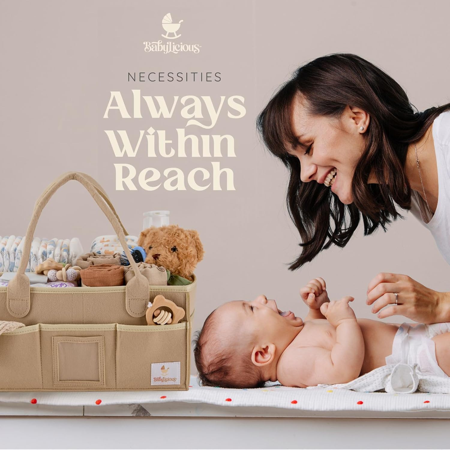 Babylicious Baby Diaper Caddy Organizer - XL Tan