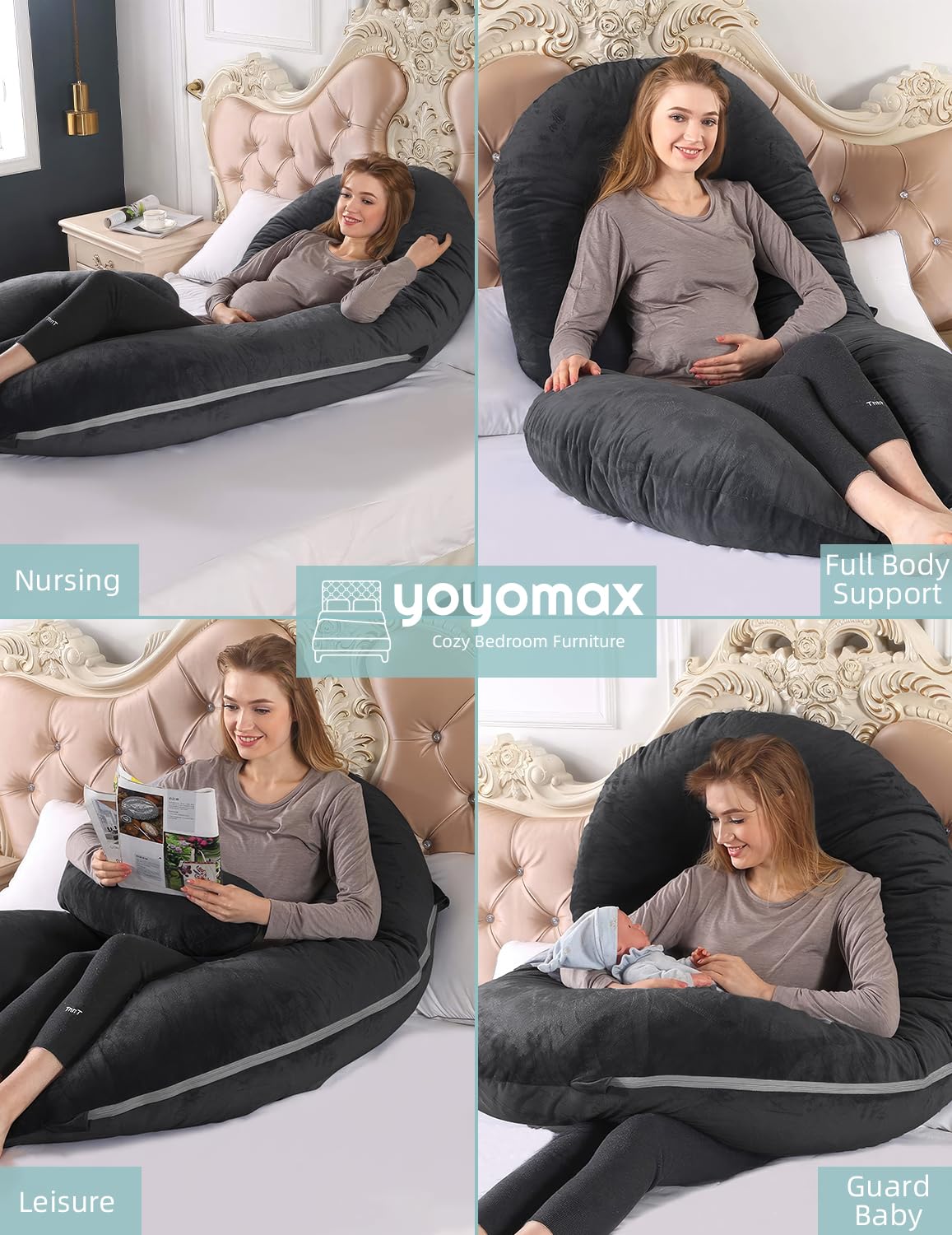 Yoyomax C Shaped Pregnancy Pillow with Removable Cover