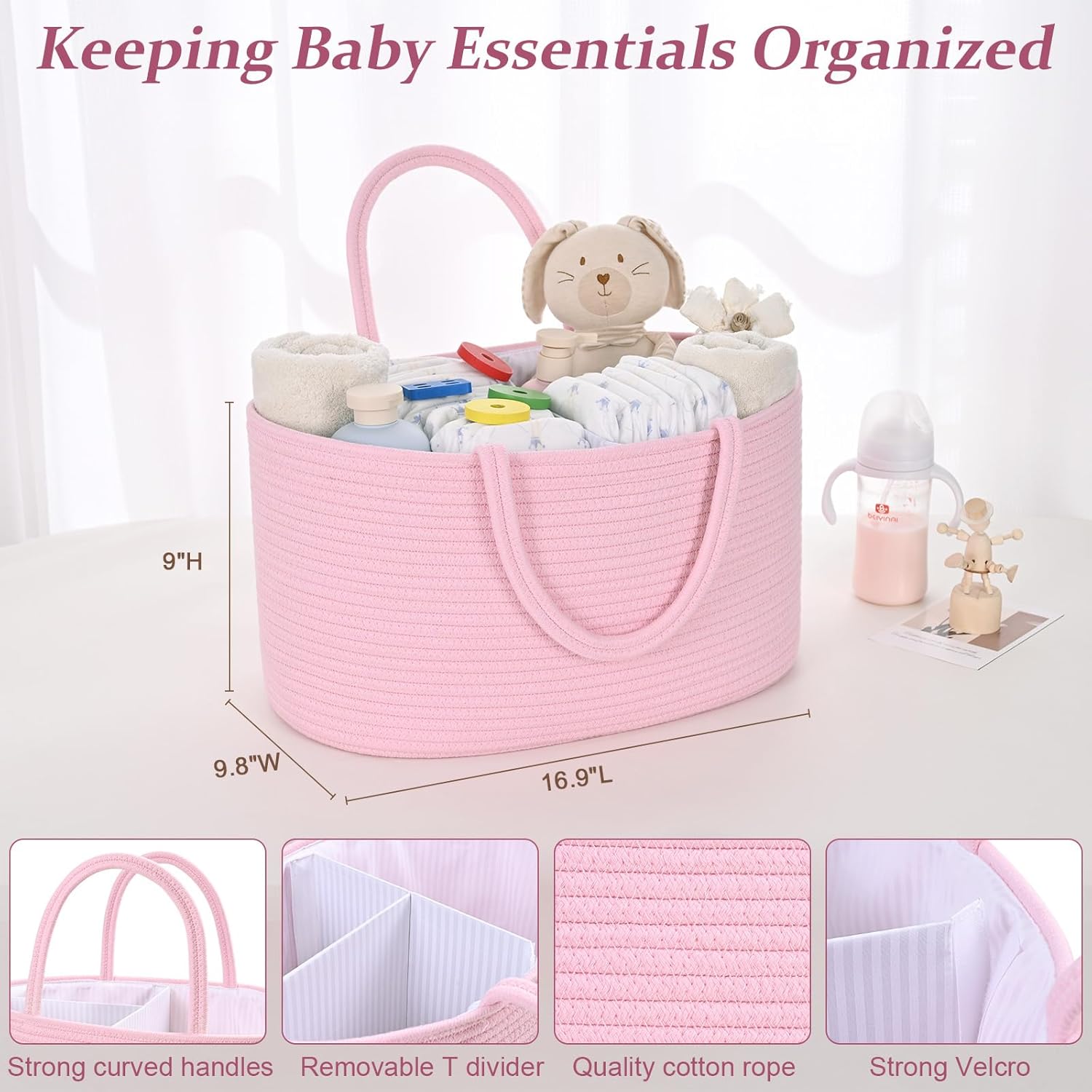 Baby Diaper Caddy Organizer with Removable Divider 1