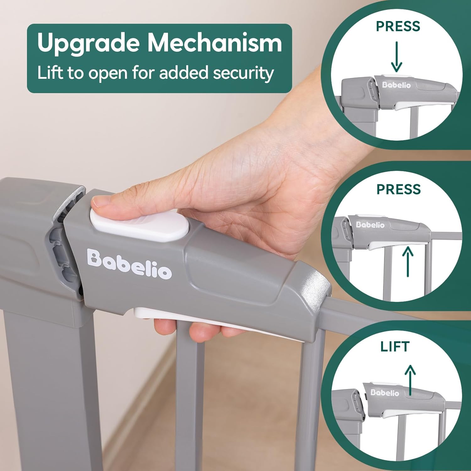 BABELIO 26-40 Inch Pressure Mount Baby Gate with Wall Protectors