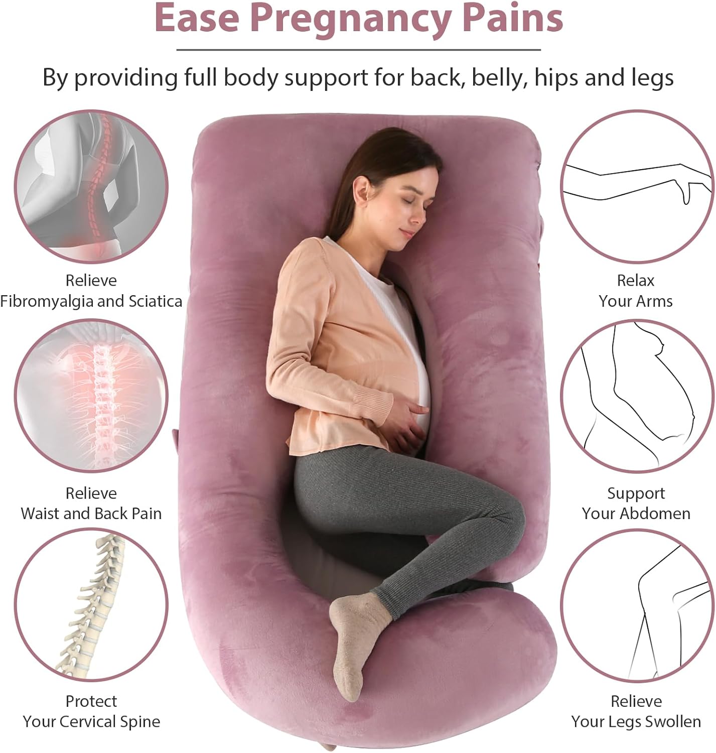 Victostar U Shaped Pregnancy Pillow with Removable Cover
