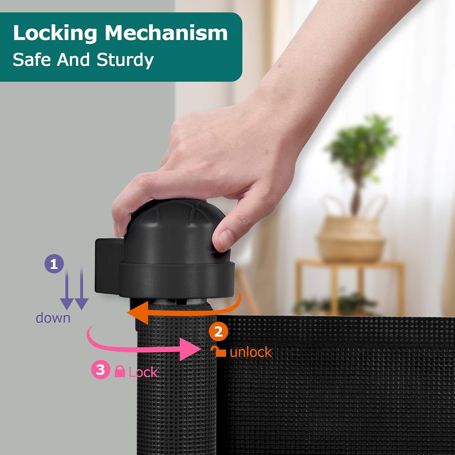 YOOFOR Retractable Baby Gate 33 Tall 55 Wide Black