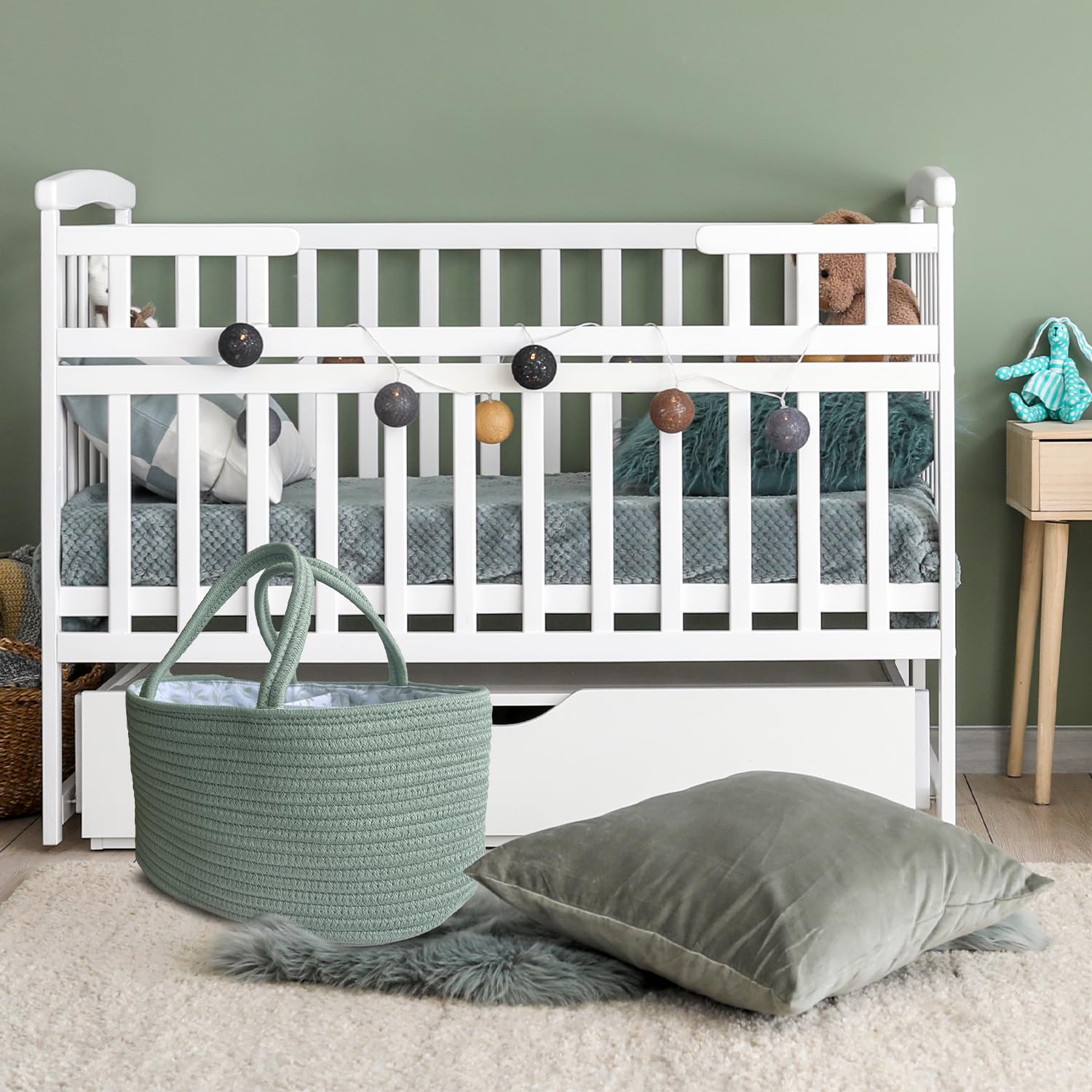 KiddyCare Diaper Caddy Organizer Gray with Handle