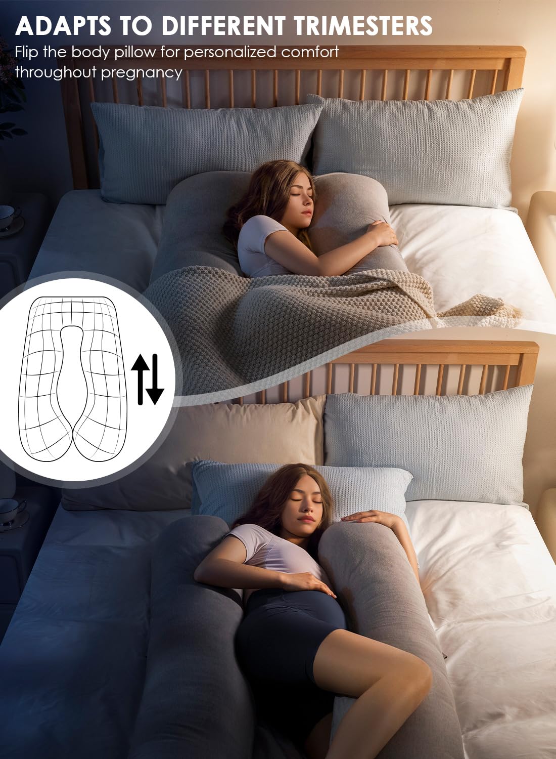 QUEEN ROSE Cooling Maternity Pillow with Silky Cover