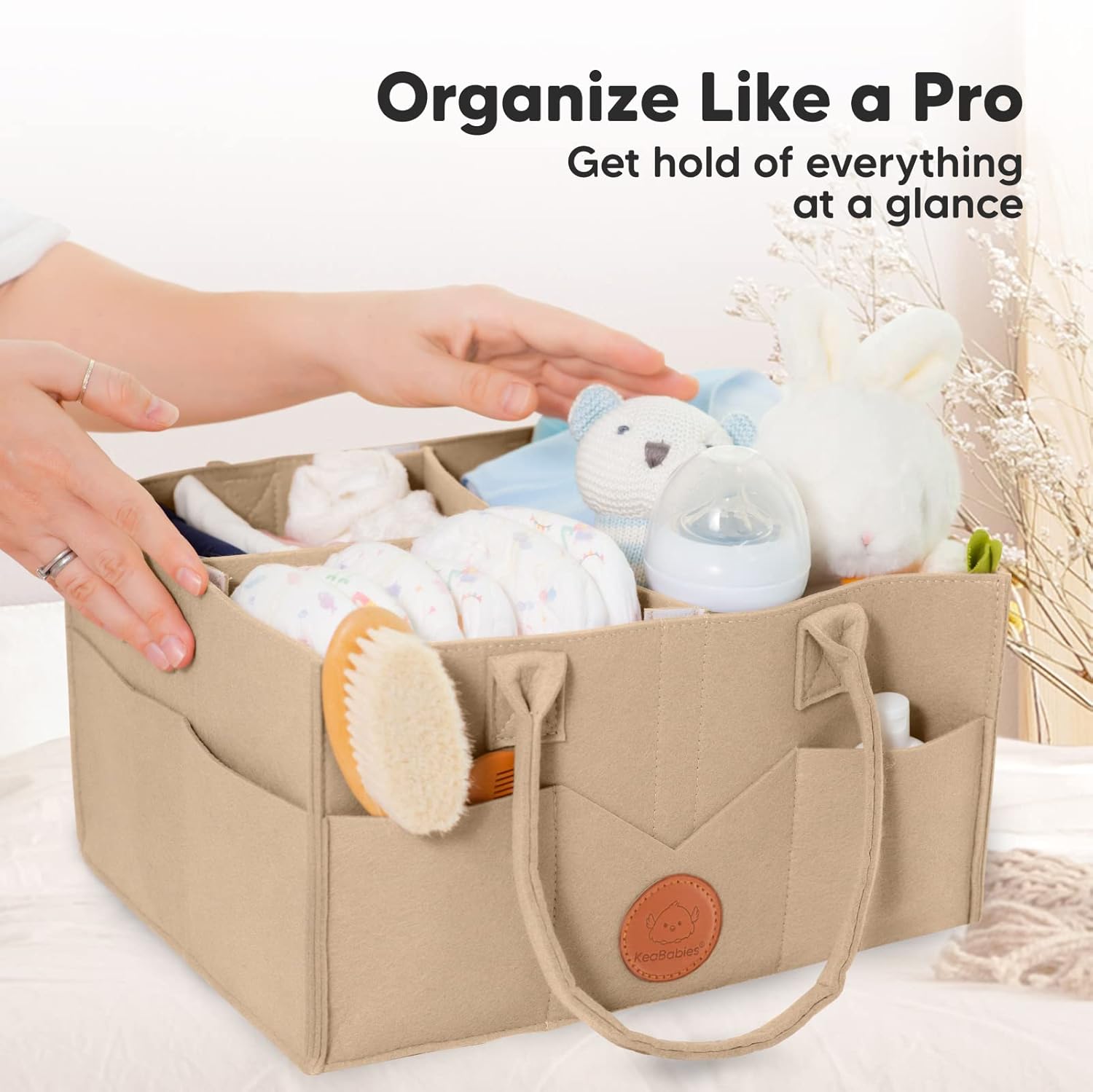 KeaBabies Diaper Caddy Organizer with 5 Burp Cloths